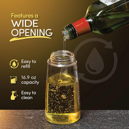 Olive Oil Dispenser Bottle with Pump - Oil Dispenser for Kitchen, Glass Oil and Vinegar Dispenser Set, Measured Cruet for Cooking - Ideal Oil Bottles for Kitchen Gadgets & Gifts, 2 Pack