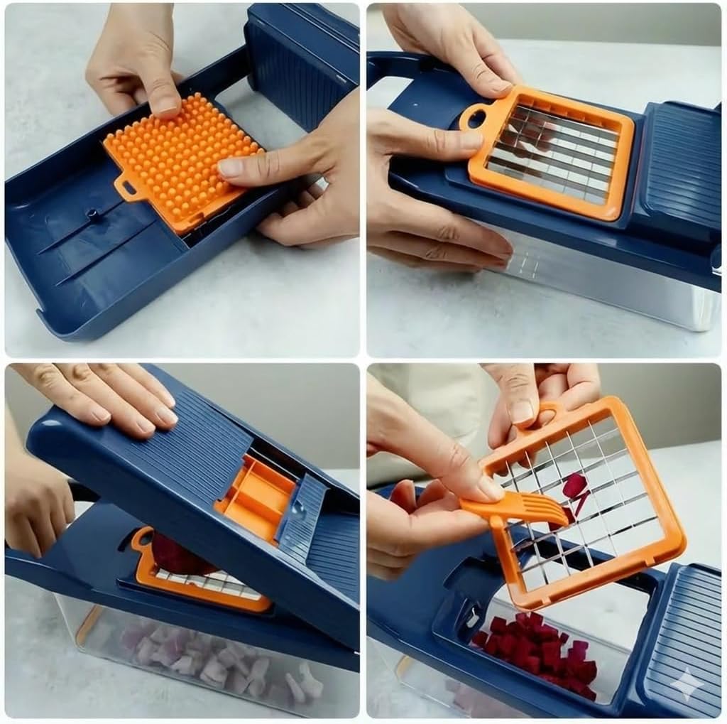 Vegetable Chopper, 16-in-1 Onion Chopper with Container, Food Chopper Dicer and Mandoline Slicer for Meal Prep, All in One Spiralizer Grater Cutter Kitchen Gadgets Set