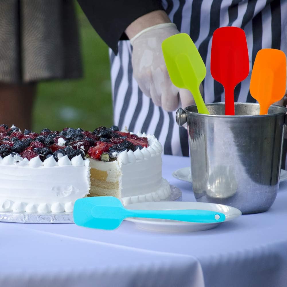 Food Grade Silicone Spatula Set Heat Resistant Small Rubber Spatulas,4 piece Silicone Spoonula Spatula Non-stick Baking Curved Spatulas Multicolor Dinnerware (21.7cm/8.56inch)