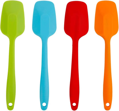 Food Grade Silicone Spatula Set Heat Resistant Small Rubber Spatulas,4 piece Silicone Spoonula Spatula Non-stick Baking Curved Spatulas Multicolor Dinnerware (21.7cm/8.56inch)