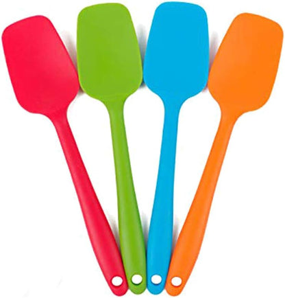 Food Grade Silicone Spatula Set Heat Resistant Small Rubber Spatulas,4 piece Silicone Spoonula Spatula Non-stick Baking Curved Spatulas Multicolor Dinnerware (21.7cm/8.56inch)