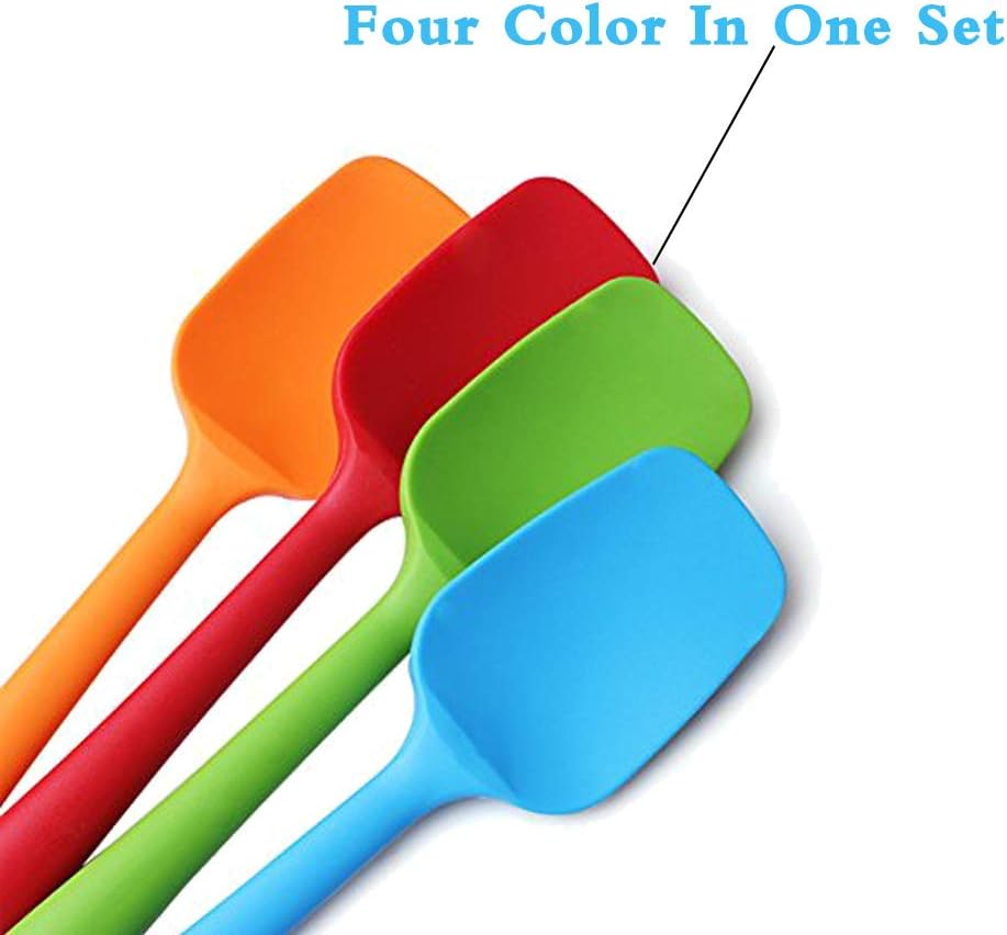 Food Grade Silicone Spatula Set Heat Resistant Small Rubber Spatulas,4 piece Silicone Spoonula Spatula Non-stick Baking Curved Spatulas Multicolor Dinnerware (21.7cm/8.56inch)