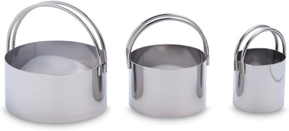 Biscuit Cutters with Handles, Stainless Steel, Straight-Edge Round, Set of 3-Sizes