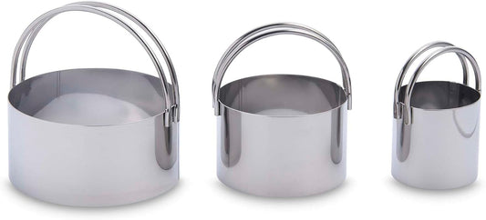 Biscuit Cutters with Handles, Stainless Steel, Straight-Edge Round, Set of 3-Sizes