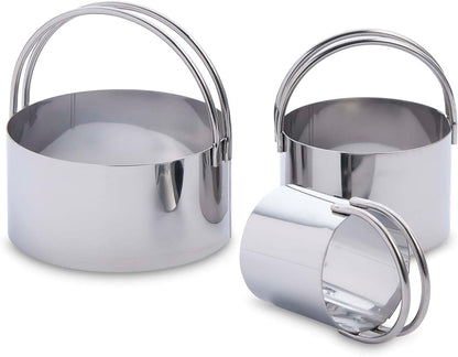 Biscuit Cutters with Handles, Stainless Steel, Straight-Edge Round, Set of 3-Sizes