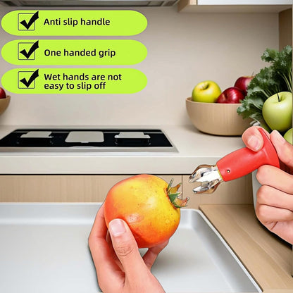 2 Pack Stainless Steel Strawberry Huller ，Tomato ，Pineapple Corer - Removes Stems & Cores Fast,Twist & Pop Design, Precise No Waste, ABS Anti-Slip Red Handle (3.7 Inch Kitchen Gadget）