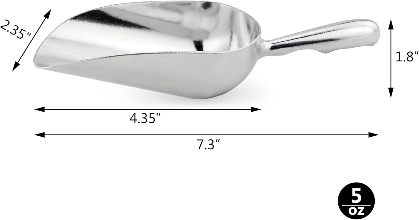 34509 One-Piece Cast Aluminum Round Bottom Bar Ice Flour Utility Scoop, 5-Ounce, Silver (Hand Wash Only)