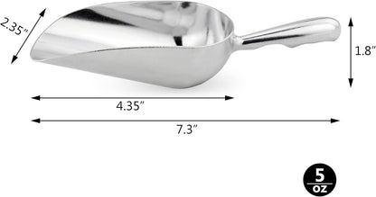 34509 One-Piece Cast Aluminum Round Bottom Bar Ice Flour Utility Scoop, 5-Ounce, Silver (Hand Wash Only)