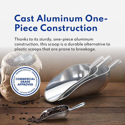 34509 One-Piece Cast Aluminum Round Bottom Bar Ice Flour Utility Scoop, 5-Ounce, Silver (Hand Wash Only)