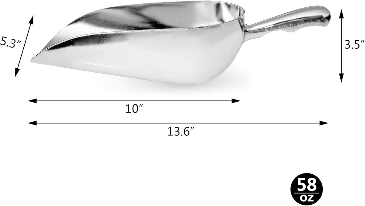 34509 One-Piece Cast Aluminum Round Bottom Bar Ice Flour Utility Scoop, 5-Ounce, Silver (Hand Wash Only)