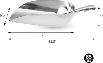 34509 One-Piece Cast Aluminum Round Bottom Bar Ice Flour Utility Scoop, 5-Ounce, Silver (Hand Wash Only)