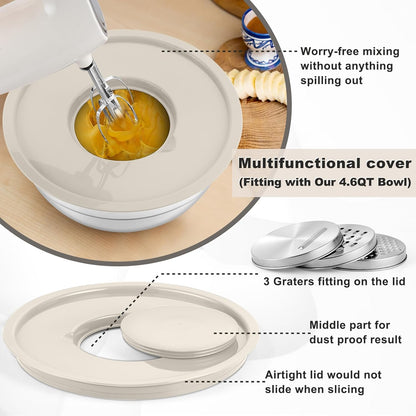Mixing Bowls with Lids Set of 6, Nesting Salad Bowl, Khaki
