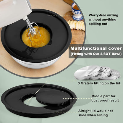 Mixing Bowls with Lids Set of 6, Nesting Salad Bowl, Khaki