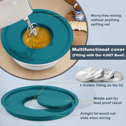 Mixing Bowls with Lids Set of 6, Nesting Salad Bowl, Khaki