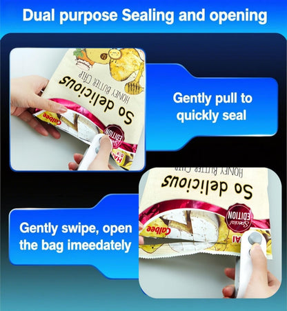 Mini Bag Sealer with Cutter & Magnet,Rechargeable Snack Bag Sealer | Portable Handheld Chip Bag Sealer,2 IN 1 Sealer & Cutter，Rechargeable Sealer Machine，Portable Heat Sealer