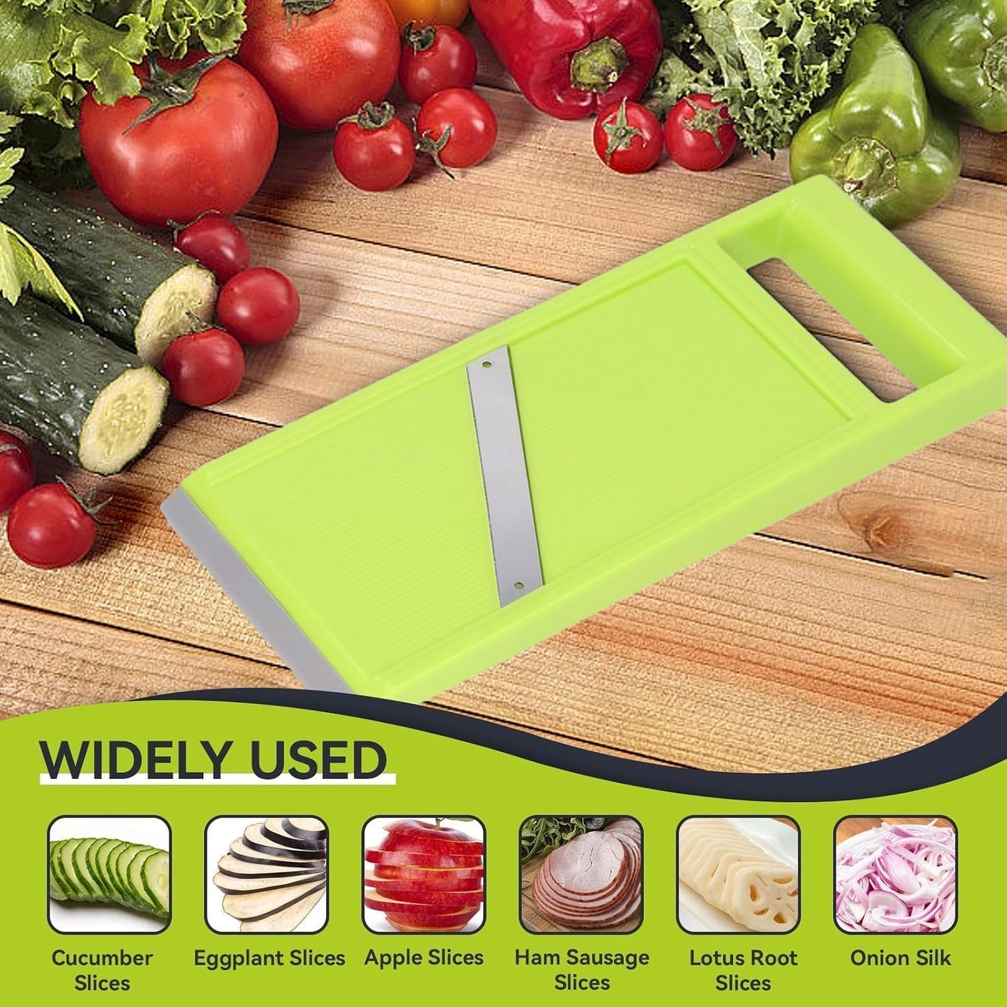 Vegetable Slicer, Handheld Slicer Stainless Steel Mandoline French Fry Cutter Manual Slicer for Kitchen Handheld Slicer for Food Vegetables French Fry Slicer and Cutter Potato Slicer for Chips