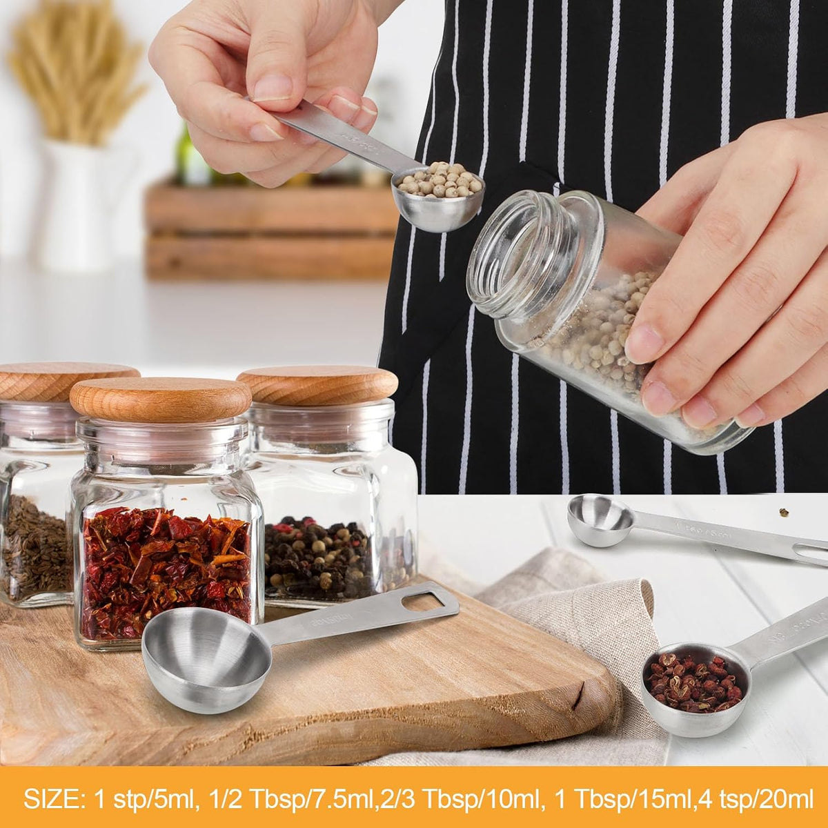 1 Teaspoon(5 mL | 5 cc | 1 Tsp | 1/3 Tablespoon) Stainless Steel Single Measuring Spoon, Easy to Use and Easy to Wash Metal Measuring Spoons Kitchen Gadgets for Cooking & Baking