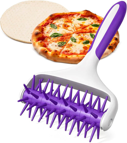 Pizza Docker Roller with Spikes, 7.7 x 4.8 In Plastic, Even Crust | Pizza Dough Docker with Staggered Spikes; Prevents Air Pockets in Flatbreads, Pies, Cookies, Crackers, Tarts & Pastries