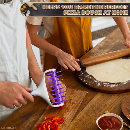 Pizza Docker Roller with Spikes, 7.7 x 4.8 In Plastic, Even Crust | Pizza Dough Docker with Staggered Spikes; Prevents Air Pockets in Flatbreads, Pies, Cookies, Crackers, Tarts & Pastries