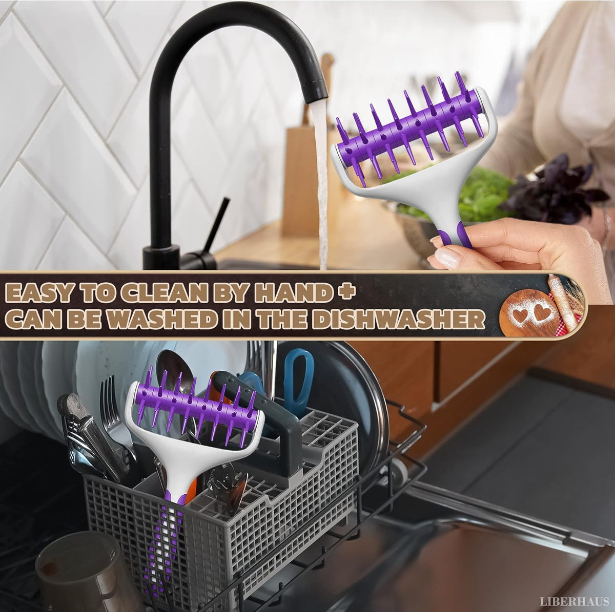 Pizza Docker Roller with Spikes, 7.7 x 4.8 In Plastic, Even Crust | Pizza Dough Docker with Staggered Spikes; Prevents Air Pockets in Flatbreads, Pies, Cookies, Crackers, Tarts & Pastries