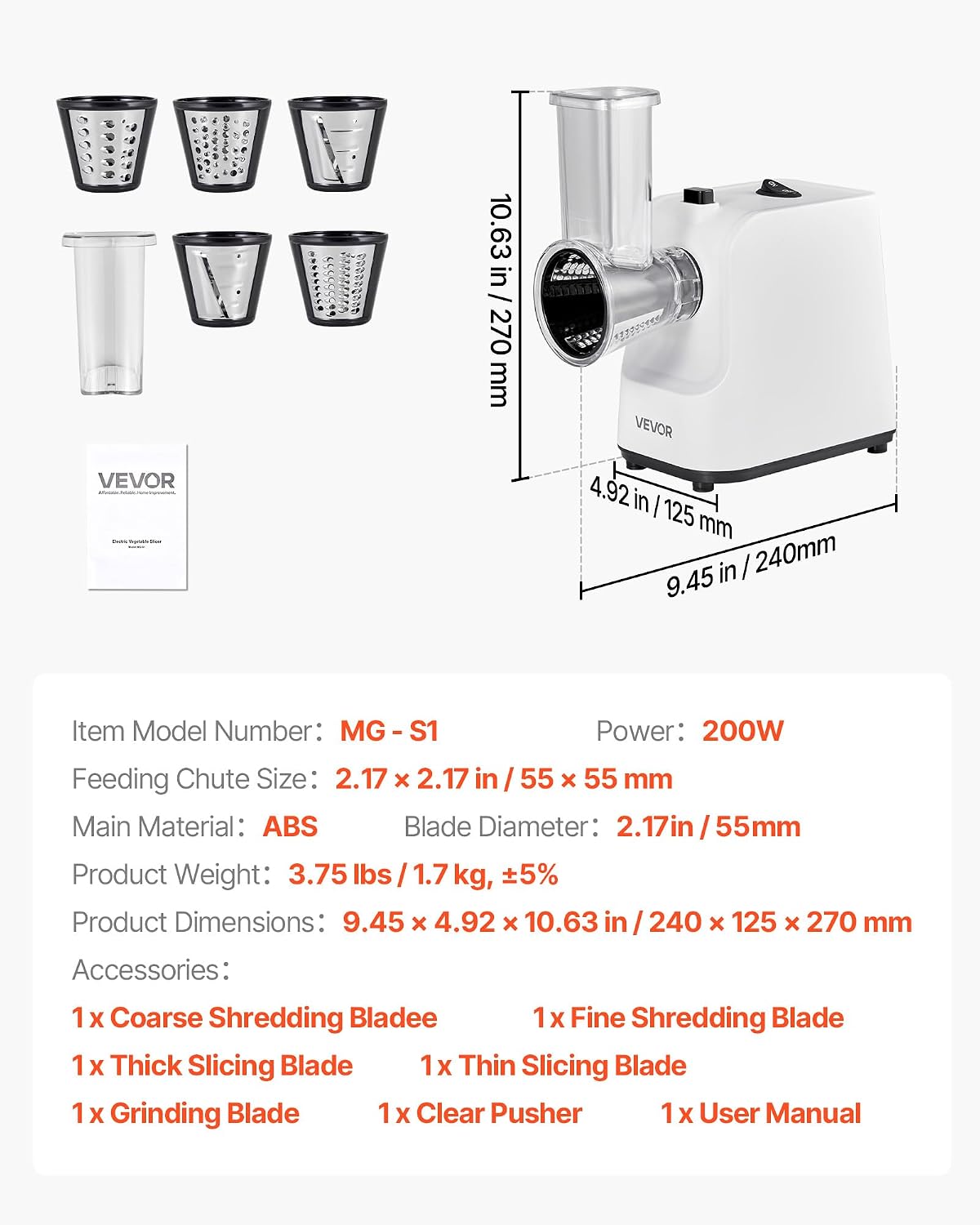 Manual Vegetable Fruit Slicer, 0-0.5"/0-12mm Thickness Adjustable Commercial Slicer Machine, Stainless Steel Food Cutter Slicing Machine with 2 Spare Blades, for Potato, Cucumber, Lemon, Tomato
