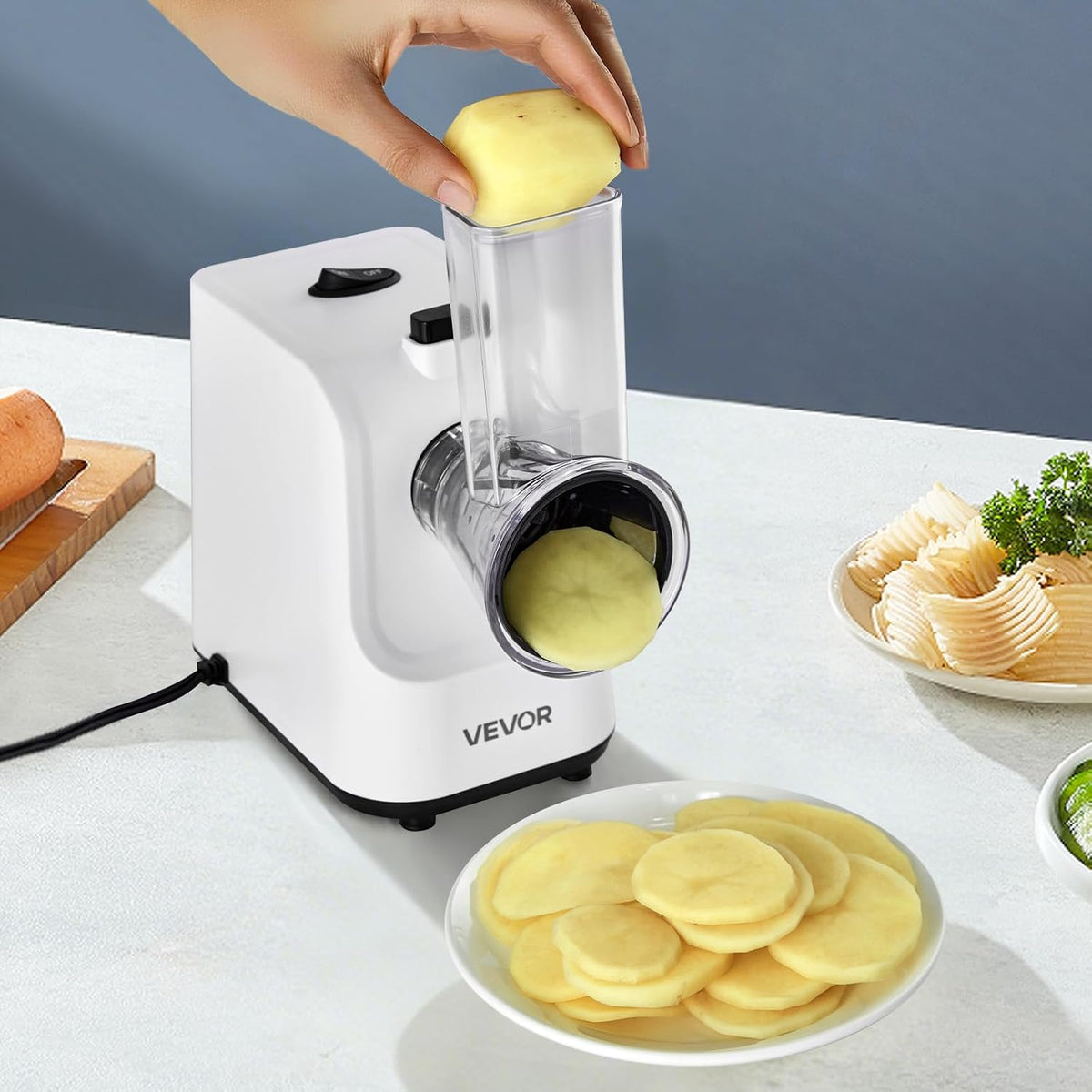 Manual Vegetable Fruit Slicer, 0-0.5"/0-12mm Thickness Adjustable Commercial Slicer Machine, Stainless Steel Food Cutter Slicing Machine with 2 Spare Blades, for Potato, Cucumber, Lemon, Tomato