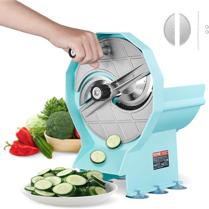 Manual Vegetable Fruit Slicer, 0-0.5"/0-12mm Thickness Adjustable Commercial Slicer Machine, Stainless Steel Food Cutter Slicing Machine with 2 Spare Blades, for Potato, Cucumber, Lemon, Tomato