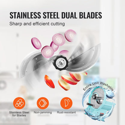 Manual Vegetable Fruit Slicer, 0-0.5"/0-12mm Thickness Adjustable Commercial Slicer Machine, Stainless Steel Food Cutter Slicing Machine with 2 Spare Blades, for Potato, Cucumber, Lemon, Tomato