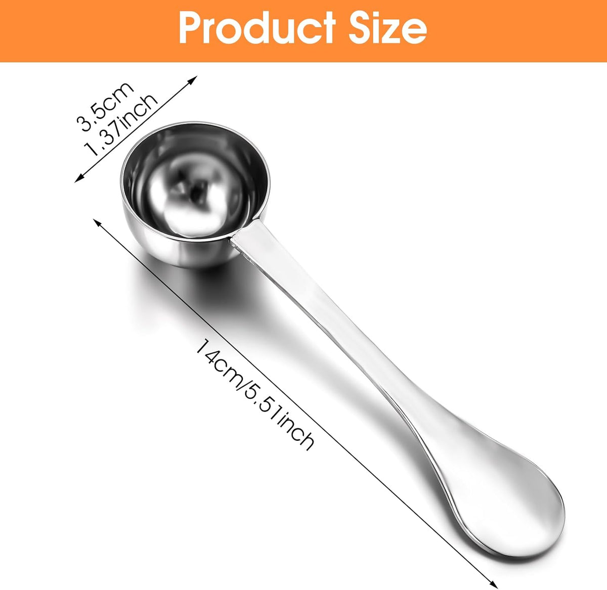 Stainless Steel Coffee Scoop 1 tbsp, Long Handle for Espresso
