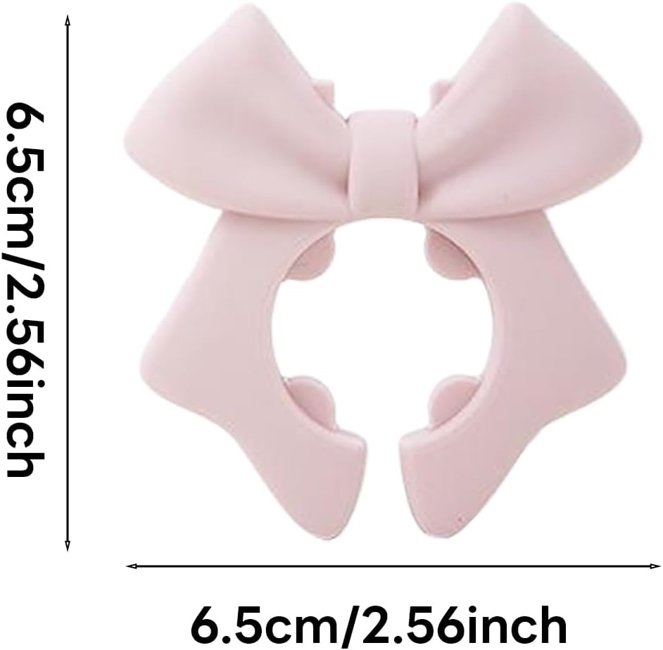 Silicone Spatula Holder, 2-Pack Bowknot Design Spoon Rest, Heat-Tolerant Kitchen Utensil Pot Clips for Holding Spatulas and Spoons, Compatible with 1.38in to 2.17in Pot Handles, Pink and Beige