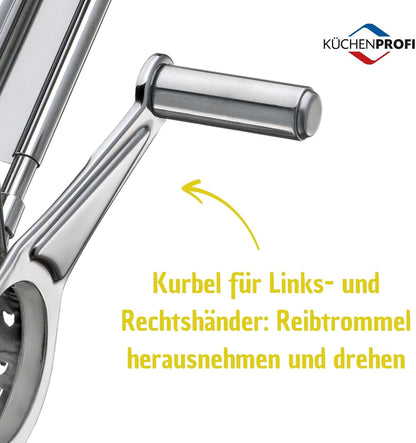 Küchenprofi Stainless Steel Single Drum Rotary Cheese Grater, for Chocolate and Nuts - Durable Stainless Steel Rotary Grater