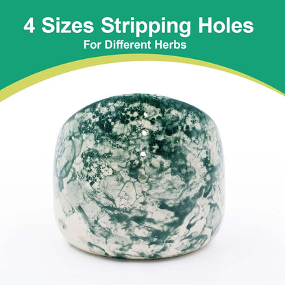 Pottery Herb Stripper Bowl Handmade Green Glazed Ceramic Kitchen Gadget with Four Sizes Holes for Rosemary Parsley Basil Kale Detach Leaves from Stem