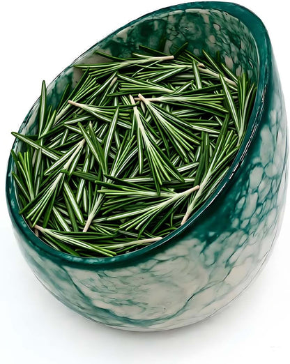 Pottery Herb Stripper Bowl Handmade Green Glazed Ceramic Kitchen Gadget with Four Sizes Holes for Rosemary Parsley Basil Kale Detach Leaves from Stem
