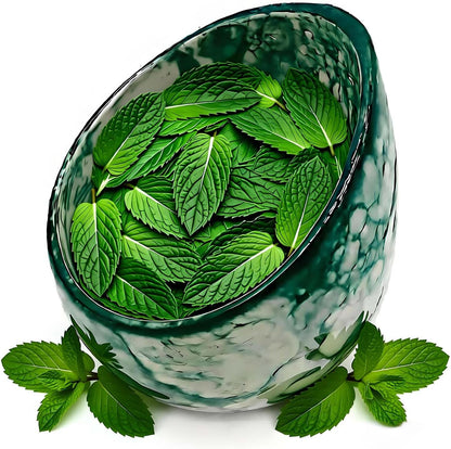 Pottery Herb Stripper Bowl Handmade Green Glazed Ceramic Kitchen Gadget with Four Sizes Holes for Rosemary Parsley Basil Kale Detach Leaves from Stem