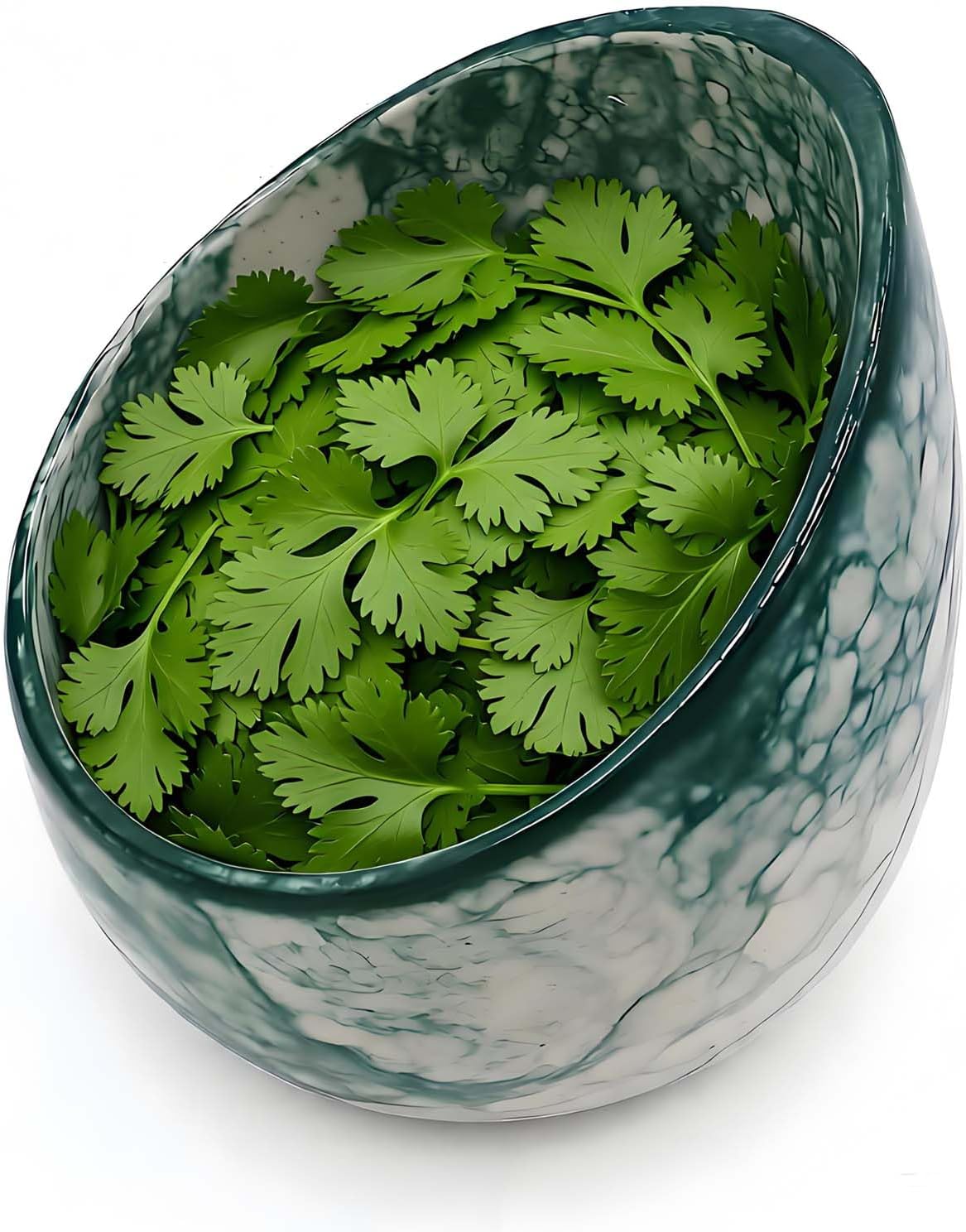 Pottery Herb Stripper Bowl Handmade Green Glazed Ceramic Kitchen Gadget with Four Sizes Holes for Rosemary Parsley Basil Kale Detach Leaves from Stem