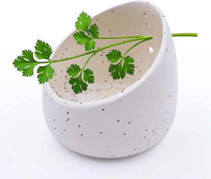 Pottery Herb Stripper Bowl Handmade Green Glazed Ceramic Kitchen Gadget with Four Sizes Holes for Rosemary Parsley Basil Kale Detach Leaves from Stem