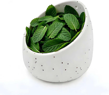 Pottery Herb Stripper Bowl Handmade Green Glazed Ceramic Kitchen Gadget with Four Sizes Holes for Rosemary Parsley Basil Kale Detach Leaves from Stem