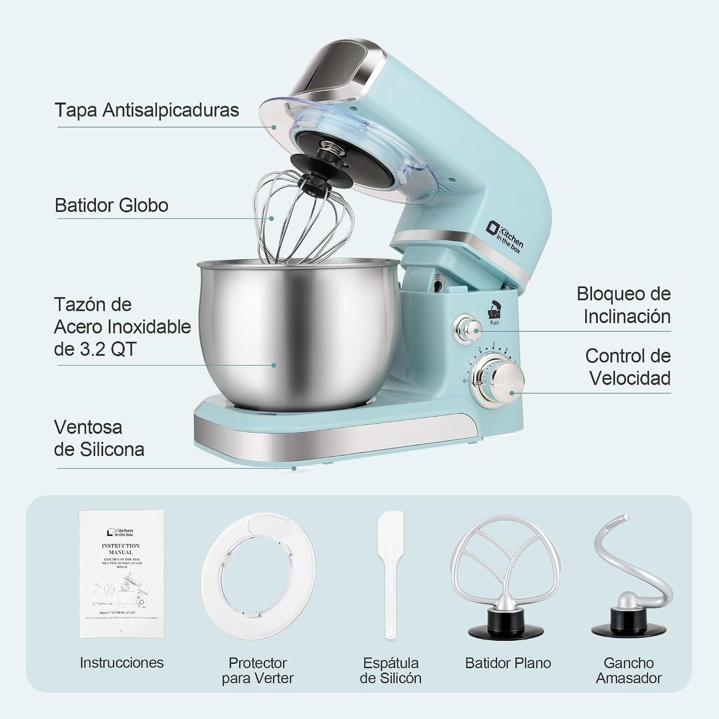 Stand Mixer,3.2Qt Small Electric Food Mixer,6 Speeds Portable Lightweight Kitchen Mixer for Daily Use with Egg Whisk,Dough Hook,Flat Beater (Pink)