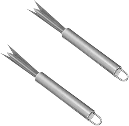 2Pcs Silver Pineapple Eye Peeler Remover Tool, Multipurpose Pineapple Eye Clip,Pineapple Eye Cutter V Shape Stainless Steel Pineapple Eye Peeler Remover for Home Kitchen Peelers