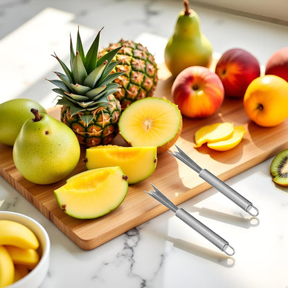 2Pcs Silver Pineapple Eye Peeler Remover Tool, Multipurpose Pineapple Eye Clip,Pineapple Eye Cutter V Shape Stainless Steel Pineapple Eye Peeler Remover for Home Kitchen Peelers