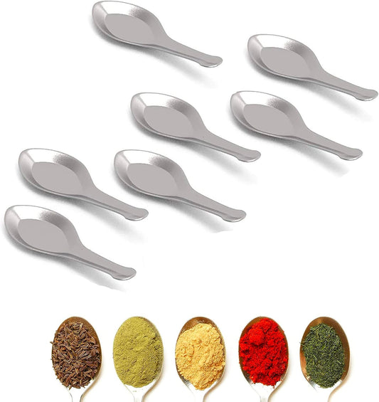 Stainless Steel Masala Spoons for Small Containers Mini Spoon for Masala Dabba Spices Spoons, All Tea Coffee Sugar & Spices Set of 7 pcs 3.5 Inch