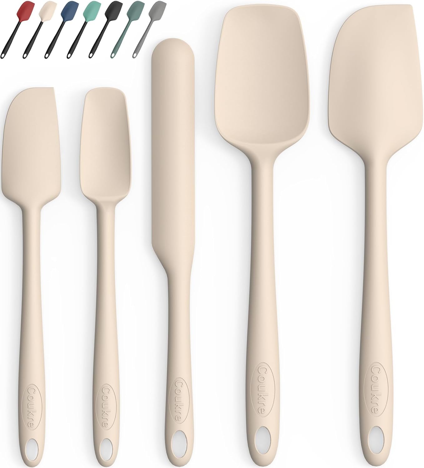 Silicone Spatula Set of 5,High Temperature Resistant, Food Grade Silicone, Dishwasher Safe, for Baking, Cooking (Pure Colorful A)