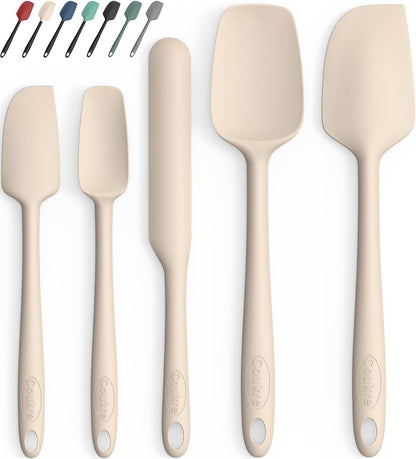 Silicone Spatula Set of 5,High Temperature Resistant, Food Grade Silicone, Dishwasher Safe, for Baking, Cooking (Pure Colorful A)