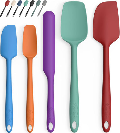 Silicone Spatula Set of 5,High Temperature Resistant, Food Grade Silicone, Dishwasher Safe, for Baking, Cooking (Pure Colorful A)