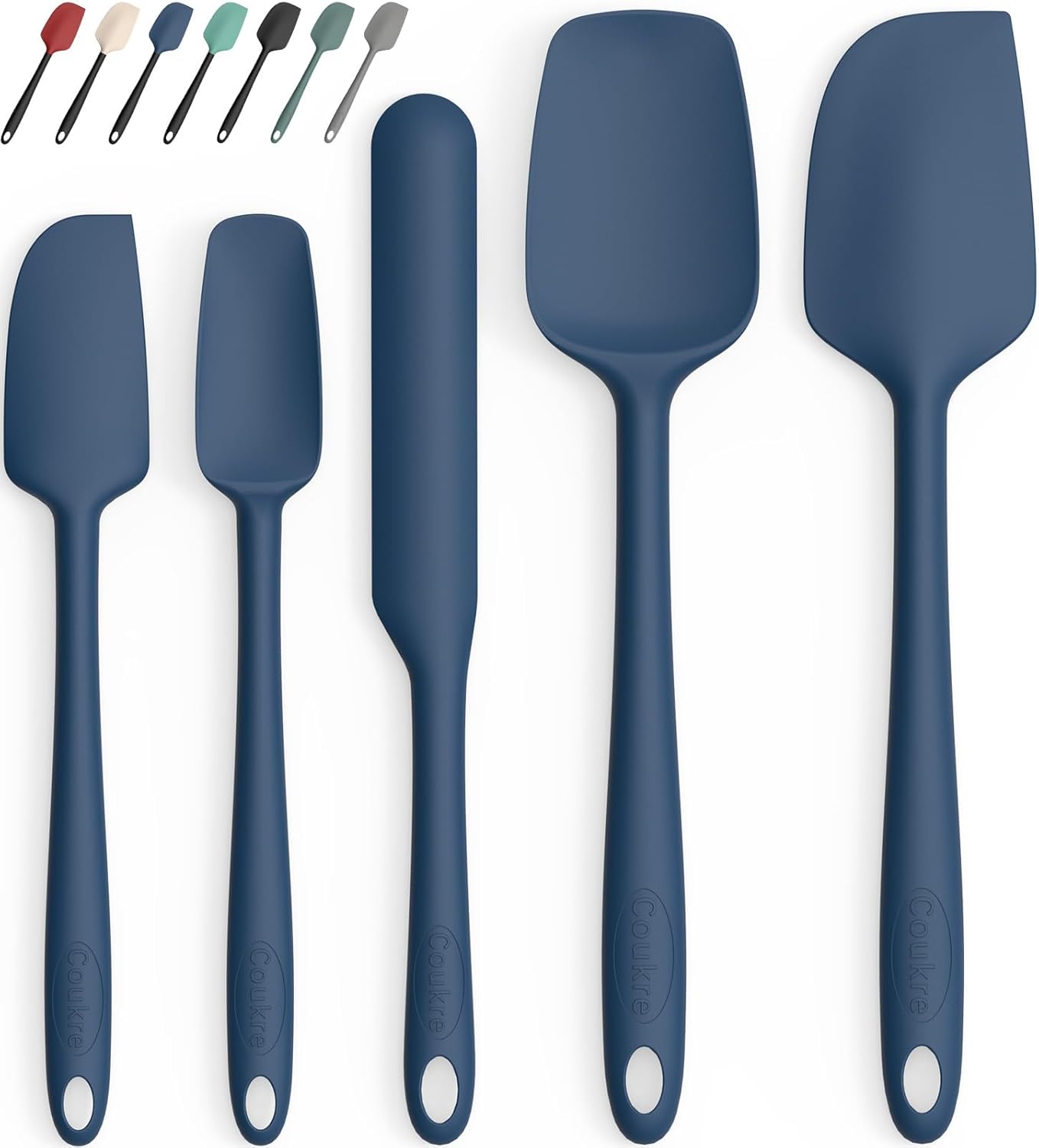 Silicone Spatula Set of 5,High Temperature Resistant, Food Grade Silicone, Dishwasher Safe, for Baking, Cooking (Pure Colorful A)