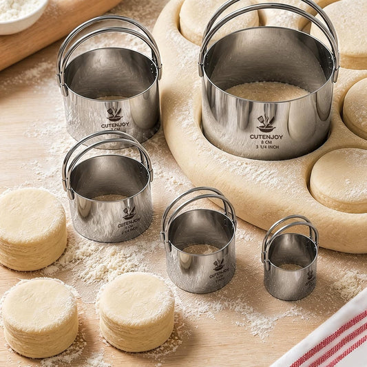 Cookie Cutters, 5 Pieces Round Biscuit Cutter Set with Handle