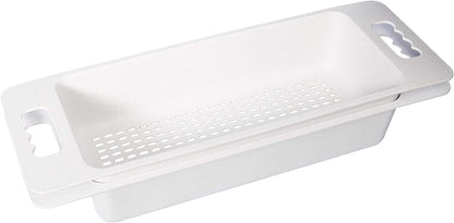 Zuhnë Reeva Over The Sink Colander Strainer Set of 2, Food Grade Wheat Fiber Composite, BPA Free, Stackable Soak Rinse Bins, Light Grey, Fits 15 to 17 in Sink Bowls