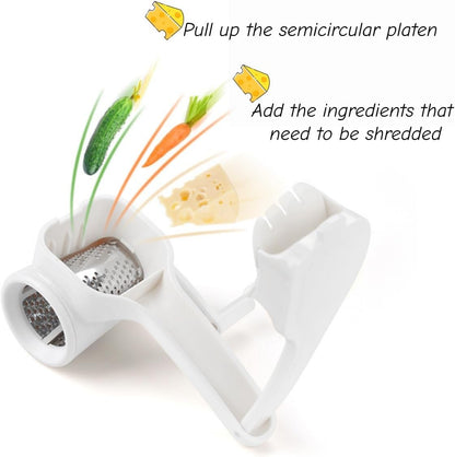 Hand-Crank Cheese Grater, Manual 304 Stainless Steel Grinder | Cheese Grinder for Cooking & Baking, Manual Cheese Shredder for Parmesan, Cheddar, Chocolate & Vegetables