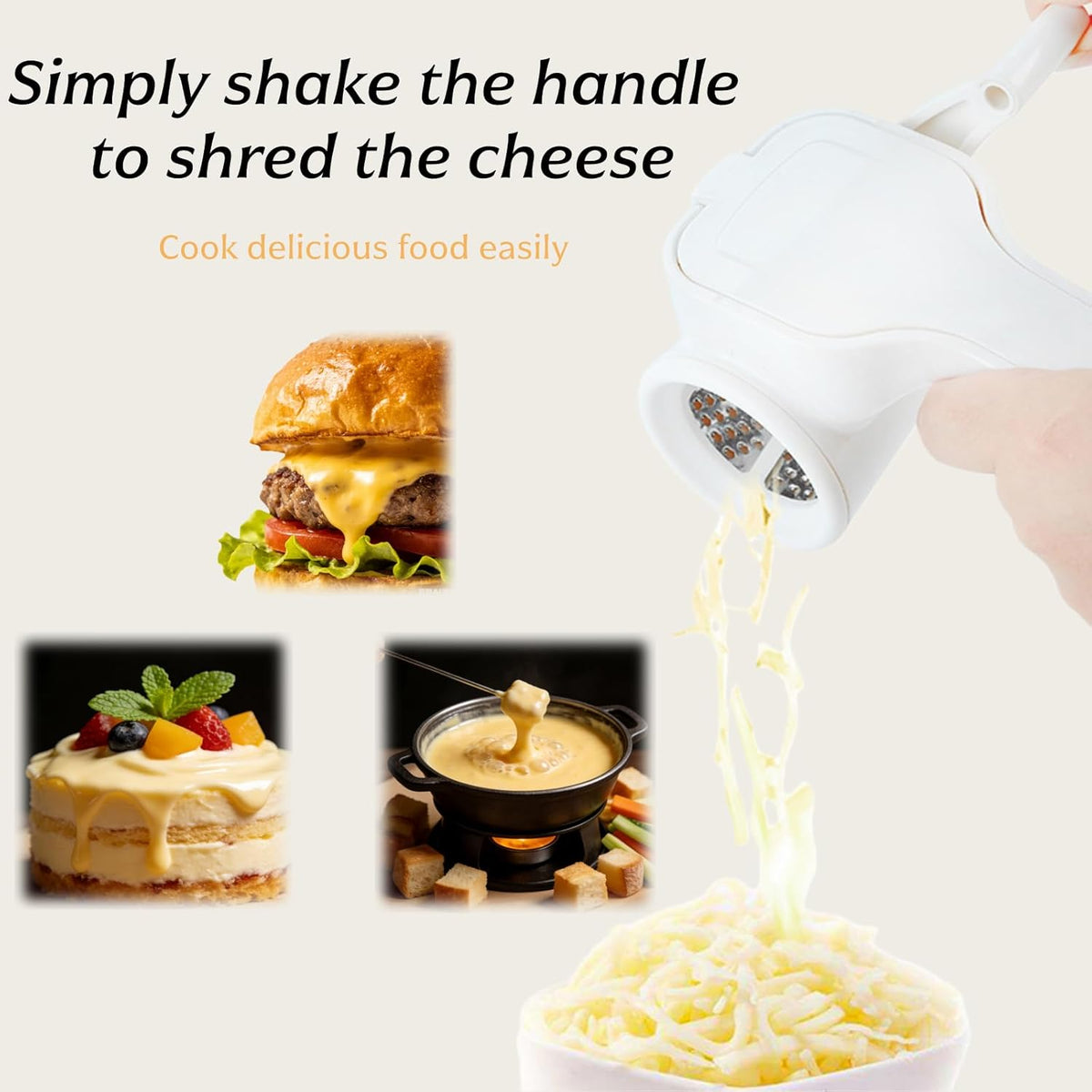 Hand-Crank Cheese Grater, Manual 304 Stainless Steel Grinder | Cheese Grinder for Cooking & Baking, Manual Cheese Shredder for Parmesan, Cheddar, Chocolate & Vegetables