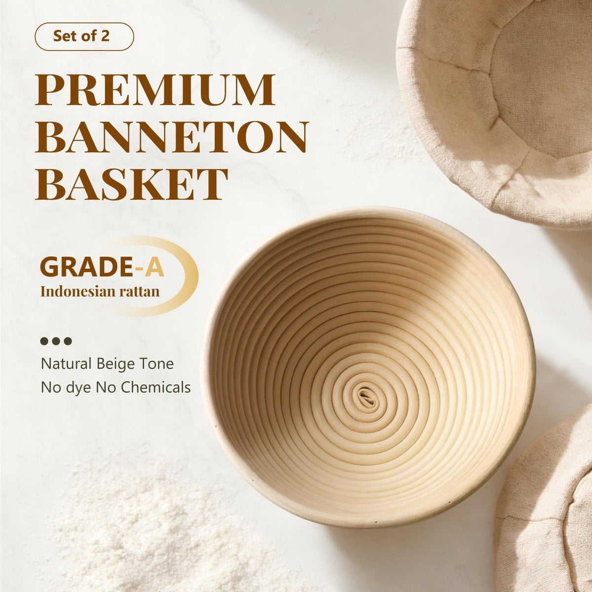 BAVIFY Sourdough Starter Kit, Banneton Bread Proofing Baskets Set